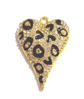 Bling cheetah heart/Each