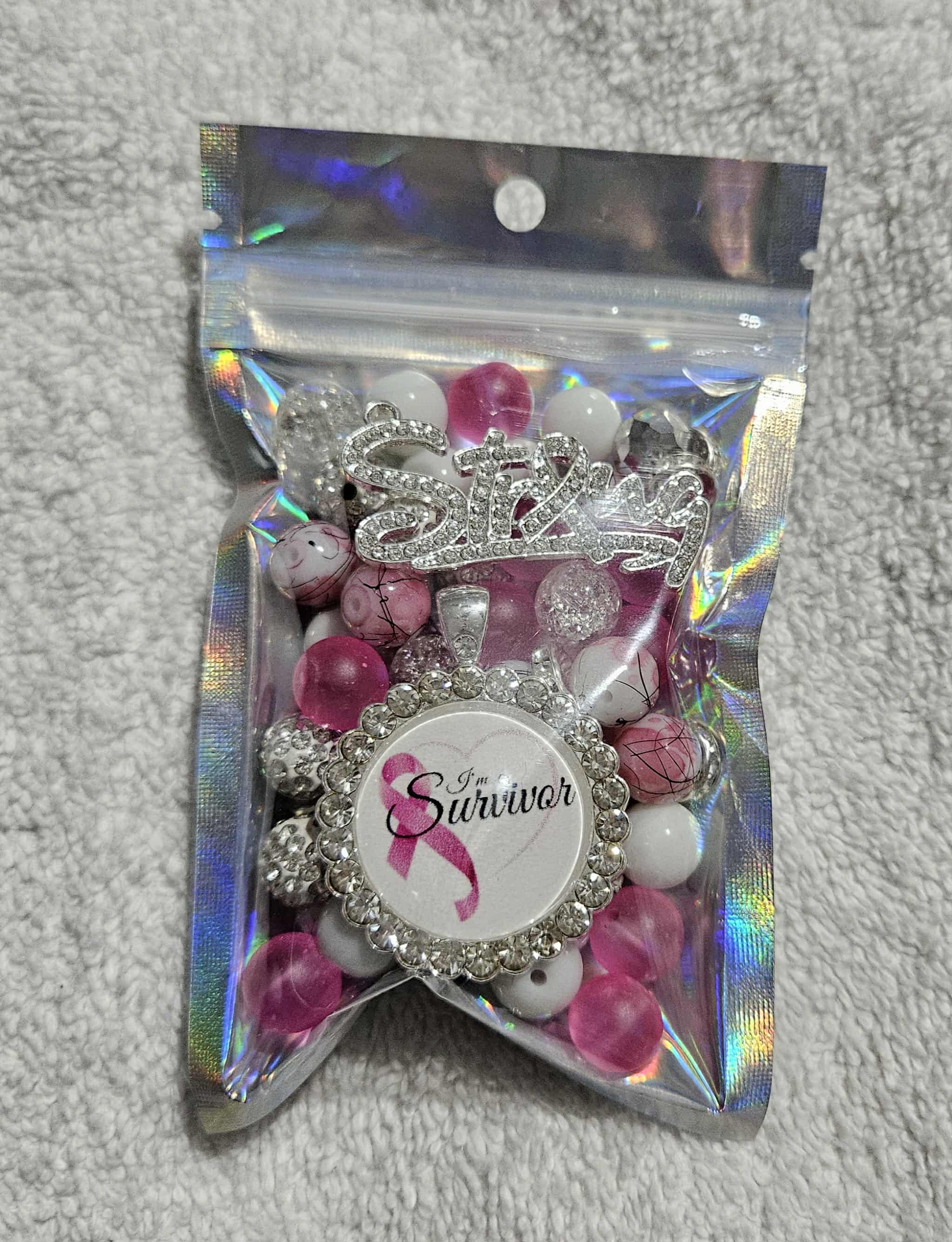 Breast cancer two stack 10mm bead pack/each