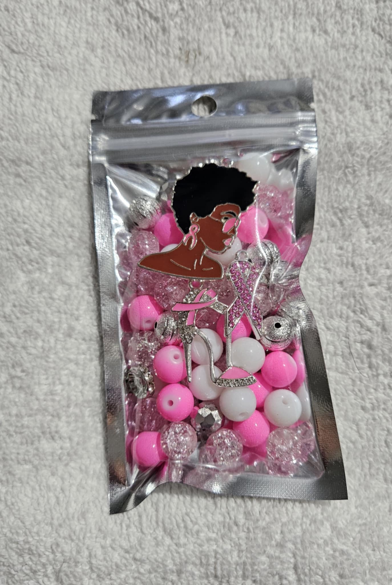 Breast cancer two stack 10mm bead pack/each