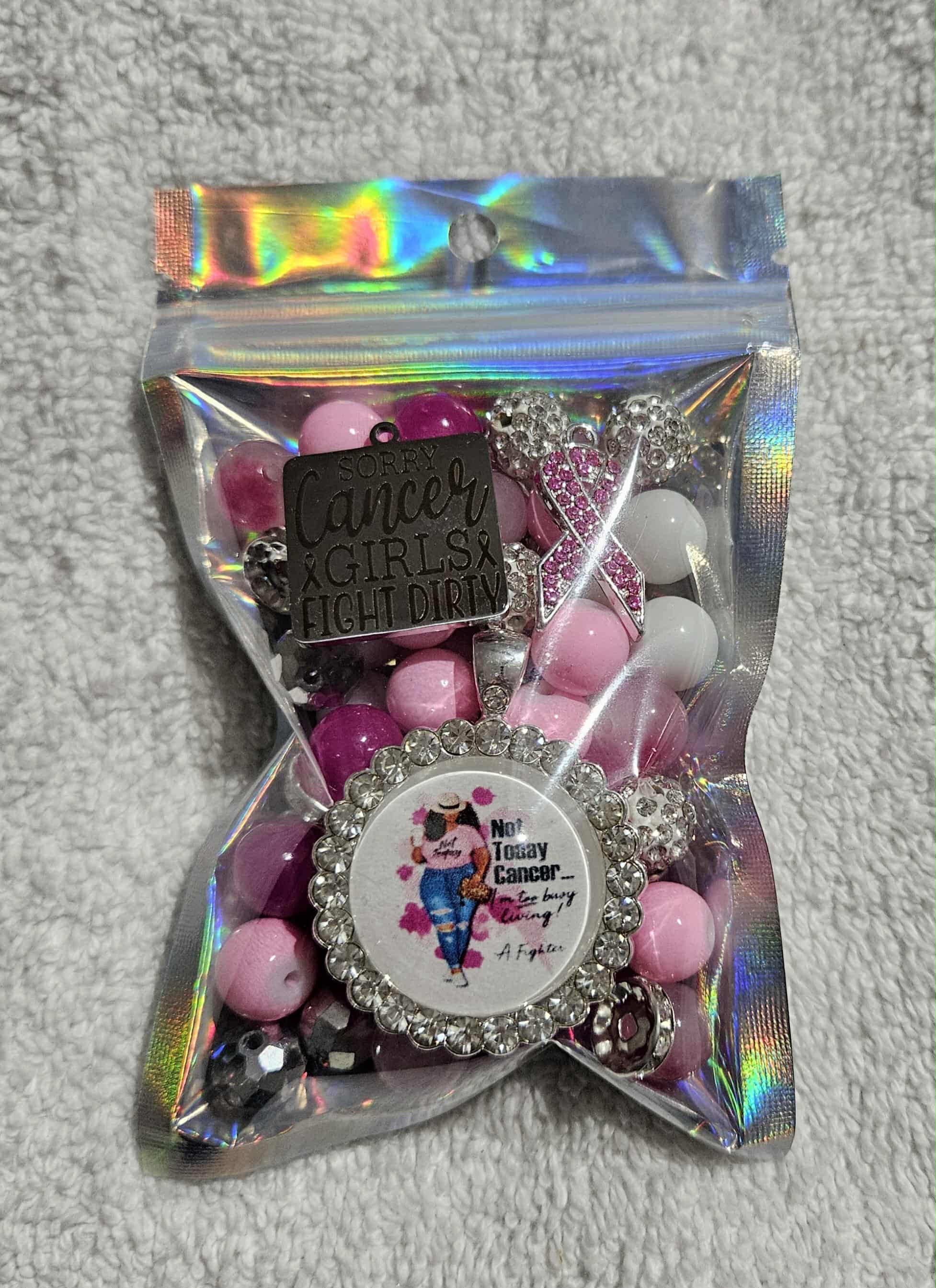 Breast cancer two stack 10mm bead pack/each