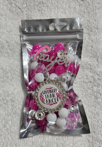 Breast cancer two stack 10mm bead pack/each