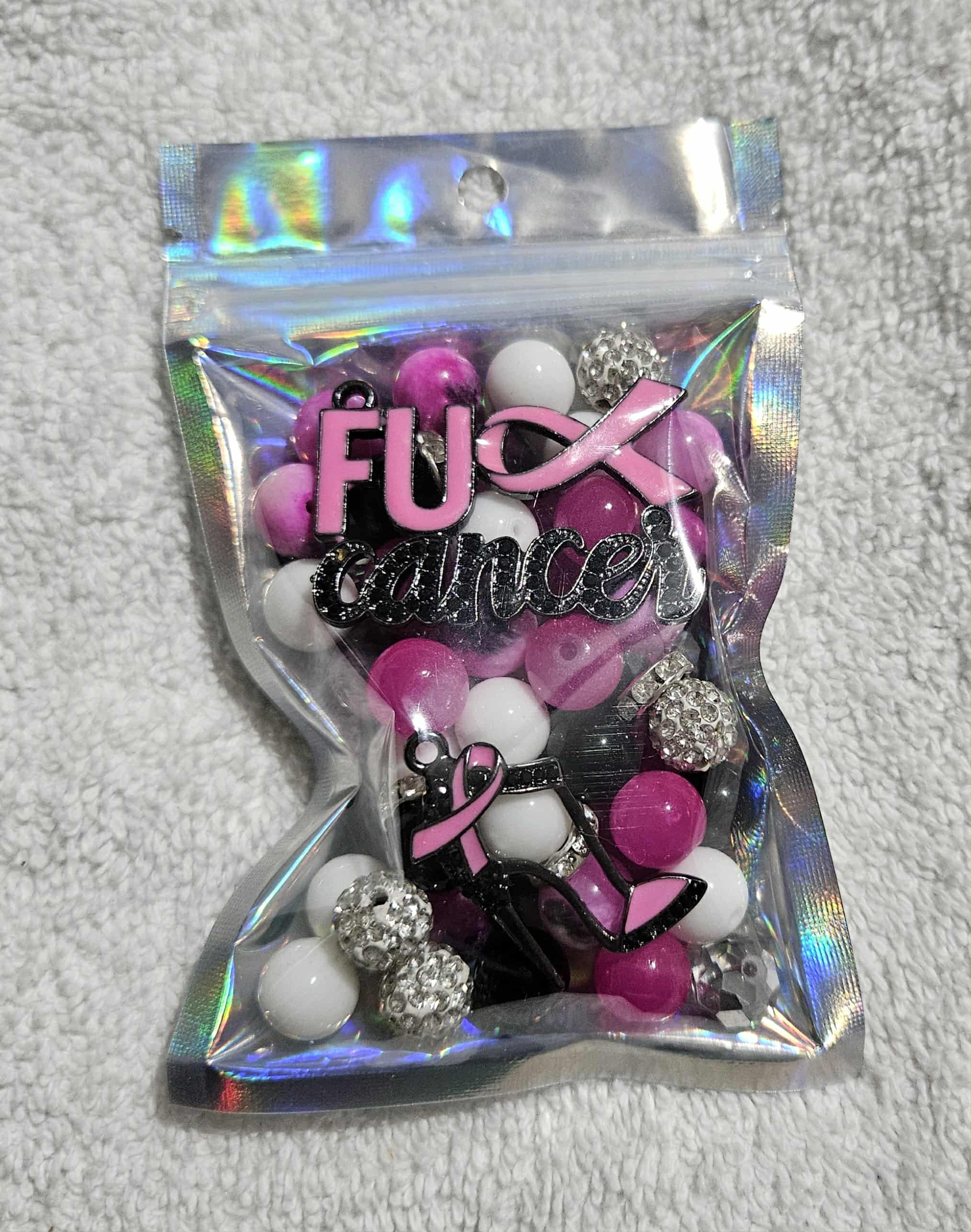 Breast cancer two stack 10mm bead pack/each