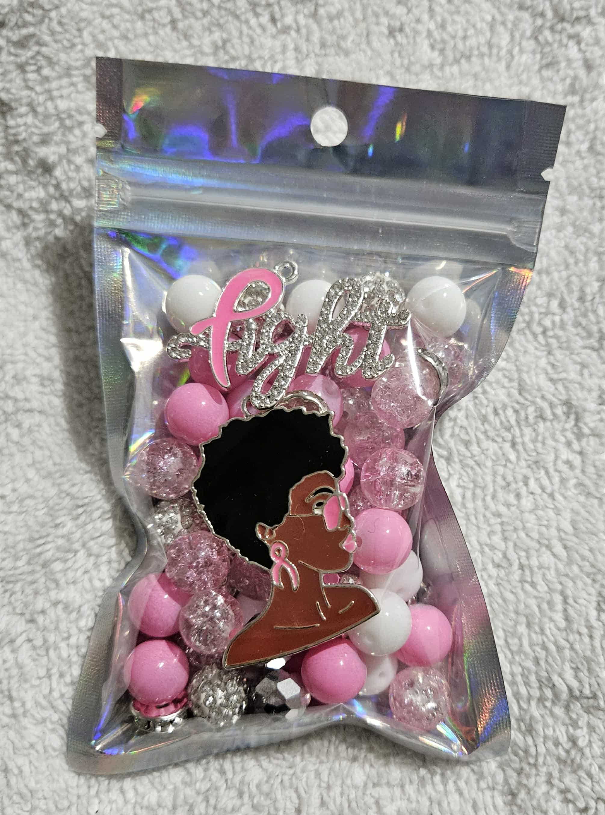 Breast cancer two stack 10mm bead pack/each