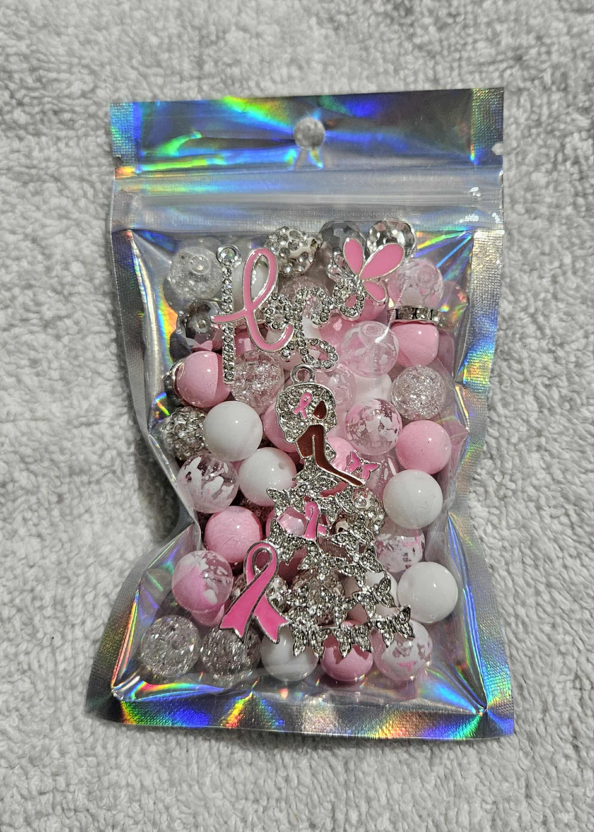 Breast cancer two stack 10mm bead pack/each