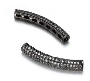 Cz Micro Paved Tube Spacers 32*4.6mm “Each”